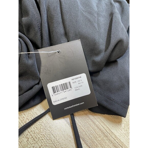 NICHOLAS Nadia Bandeau Halterneck Ruched Dress In Black Sz 6 New - Picture 7 of 9